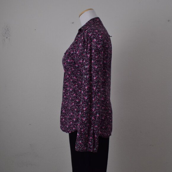 Vintage 90s Express Floral Long Sleeve Stretch Blouse | size M - Picture 2 of 9